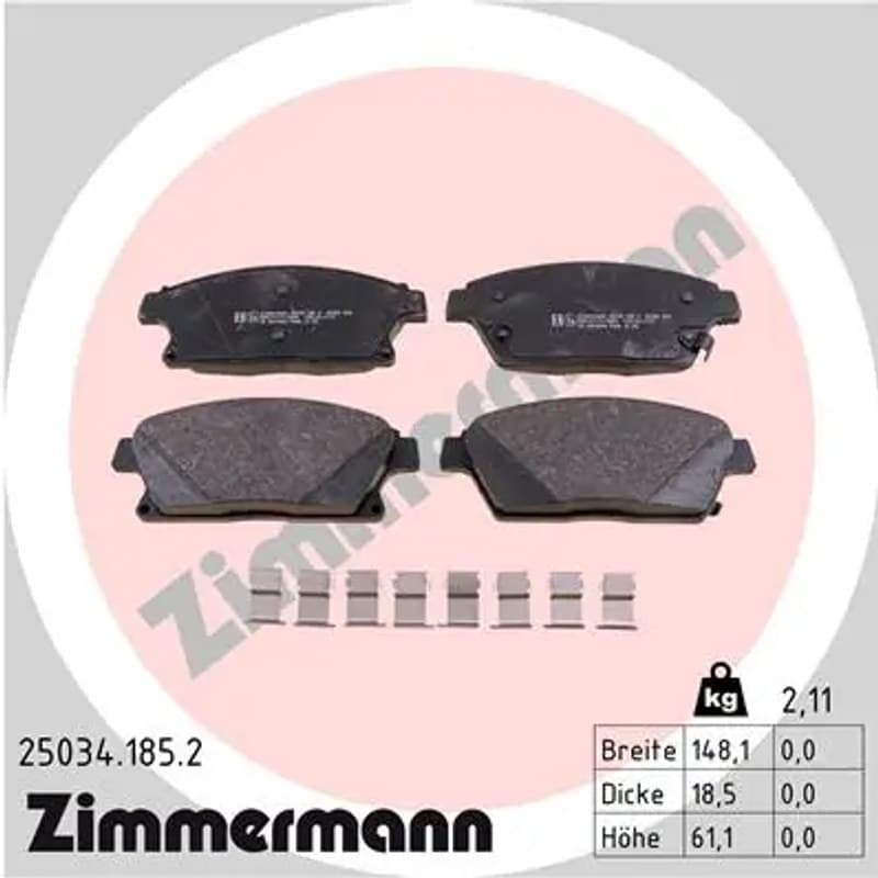 ZIMMERMANN stabdžių trinkelių rinkinys, diskinis stabdys 25034.185.2
