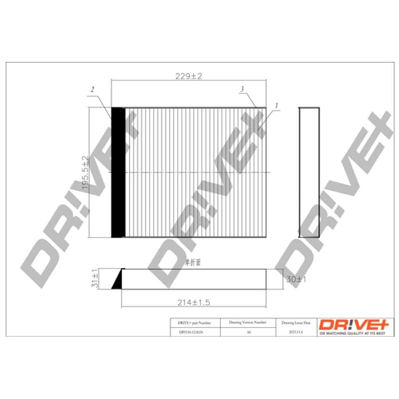 DRVE filtras, salono oras DP1110.12.0024
