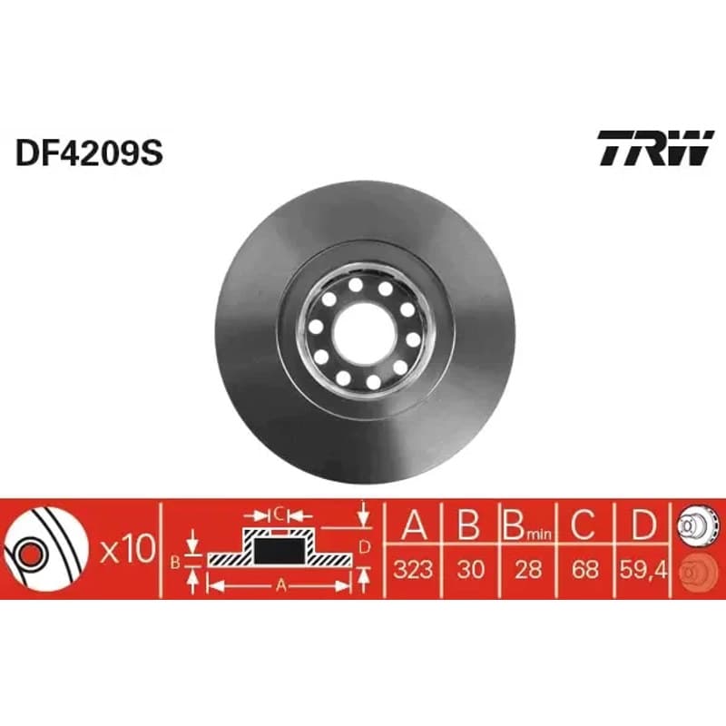 TRW stabdžių diskas DF4209S