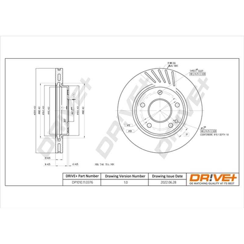 DRVE stabdžių diskas DP1010.11.0376