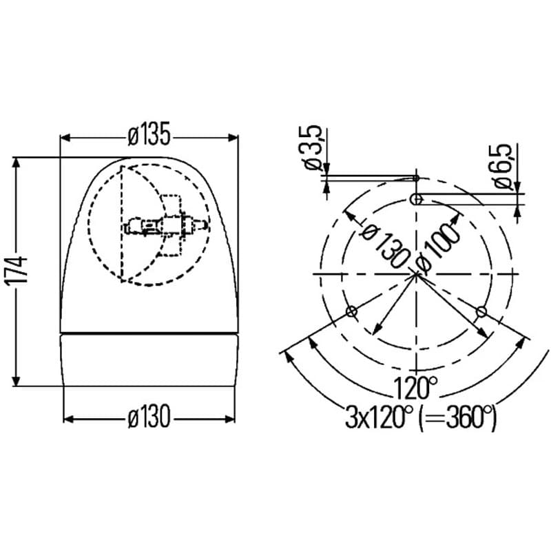 HELLA 2RL 007 337-011 besisukantis švyturėlis