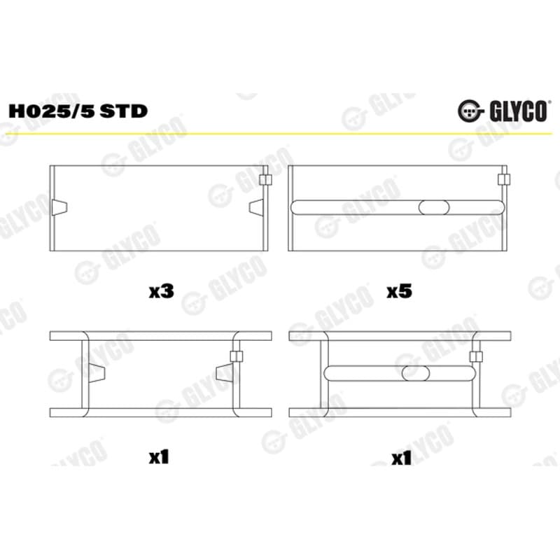 GLYCO pagrindiniai guoliai, alkūninis velenas H025/5 STD