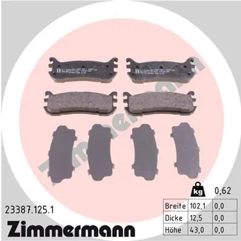 ZIMMERMANN stabdžių trinkelių rinkinys, diskinis stabdys 23387.125.1