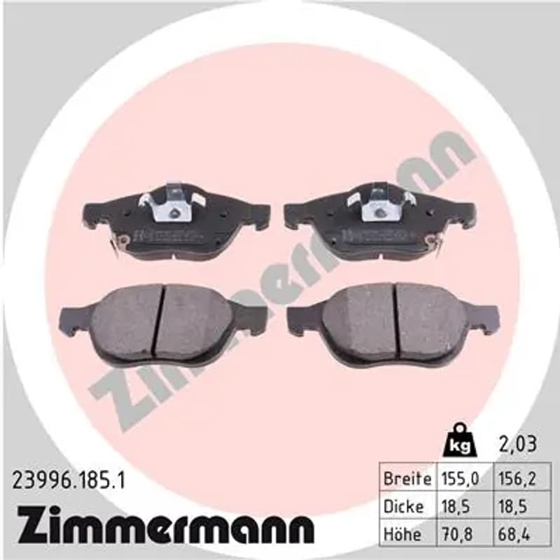 ZIMMERMANN stabdžių trinkelių rinkinys, diskinis stabdys 23996.185.1