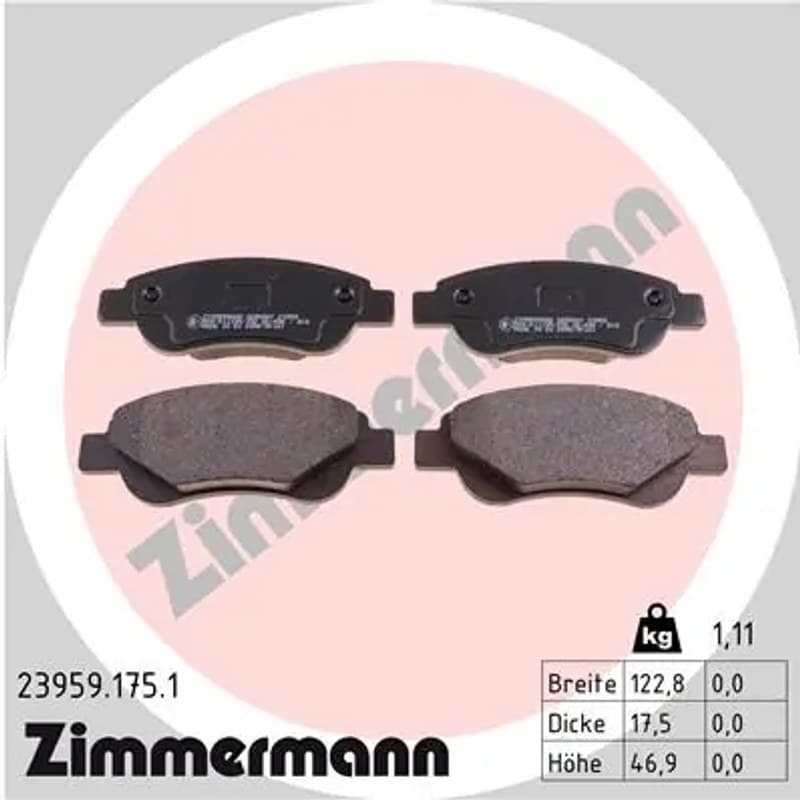 ZIMMERMANN stabdžių trinkelių rinkinys, diskinis stabdys 23959.175.1