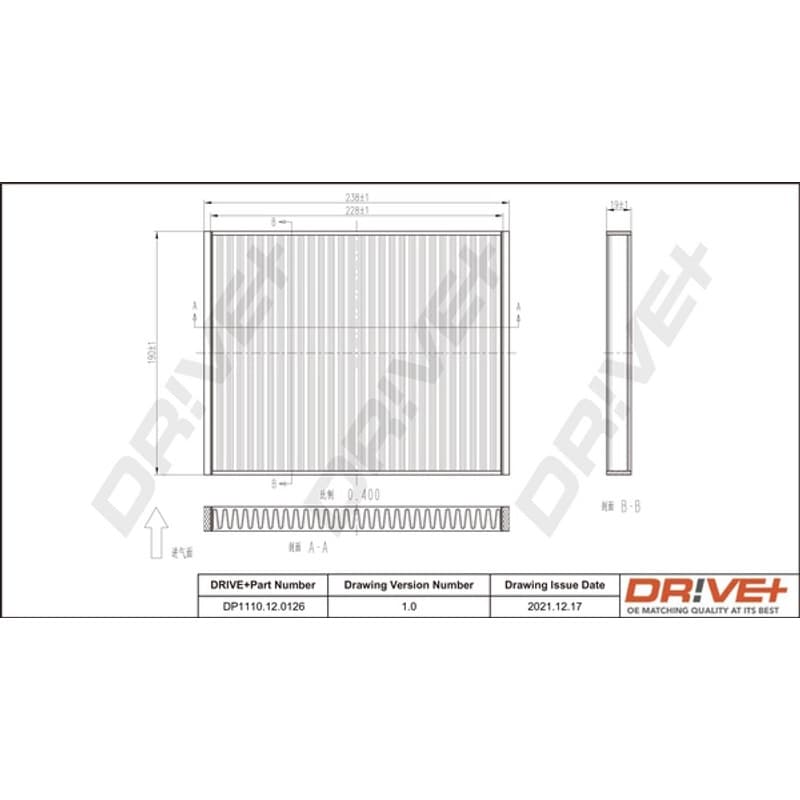 DRVE filtras, salono oras DP1110.12.0126