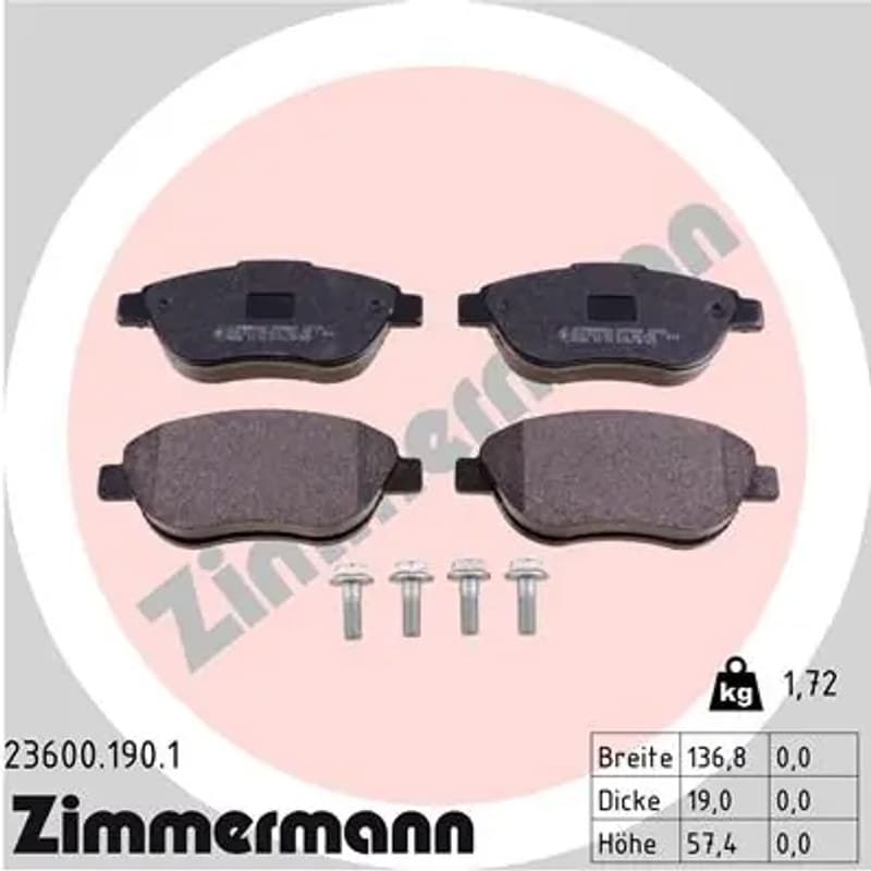 ZIMMERMANN stabdžių trinkelių rinkinys, diskinis stabdys 23600.190.1