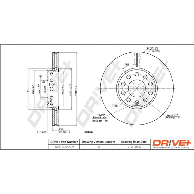 DRVE DP1010.11.0599 stabdžių diskas