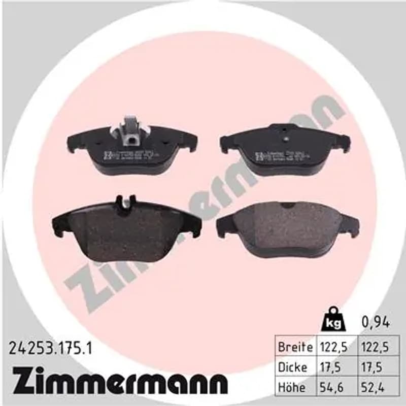 ZIMMERMANN stabdžių trinkelių rinkinys, diskinis stabdys 24253.175.1