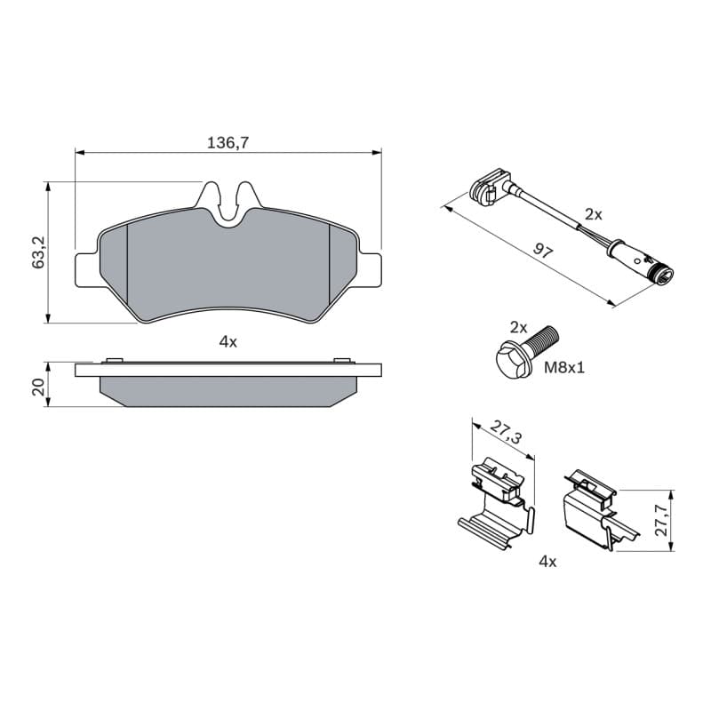 BOSCH 0 986 494 601 stabdžių trinkelių rinkinys, diskinis stabdys