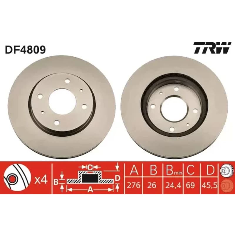 TRW stabdžių diskas DF4809