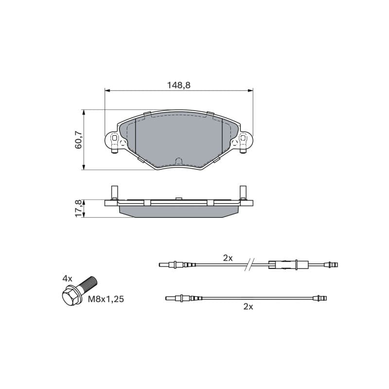 BOSCH 0 986 424 582 stabdžių trinkelių rinkinys, diskinis stabdys