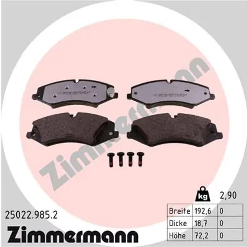 ZIMMERMANN stabdžių trinkelių rinkinys, diskinis stabdys 25022.985.2