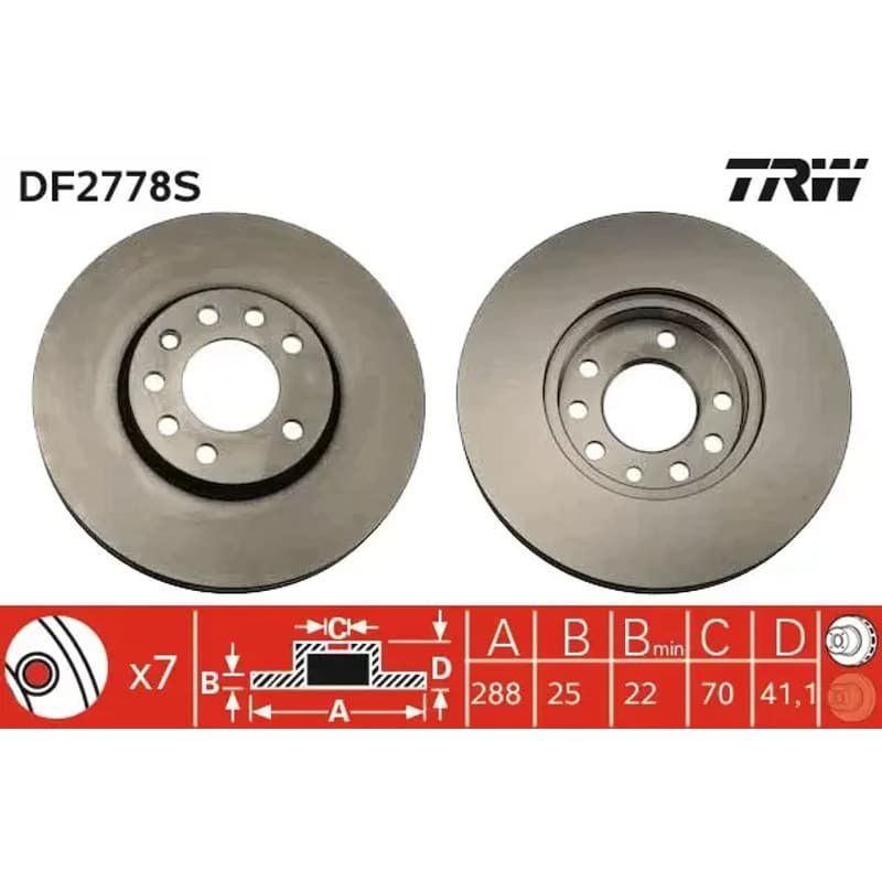 TRW stabdžių diskas DF2778S