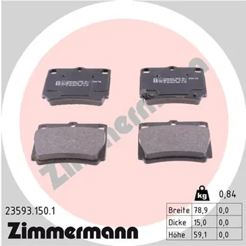 ZIMMERMANN stabdžių trinkelių rinkinys, diskinis stabdys 23593.150.1