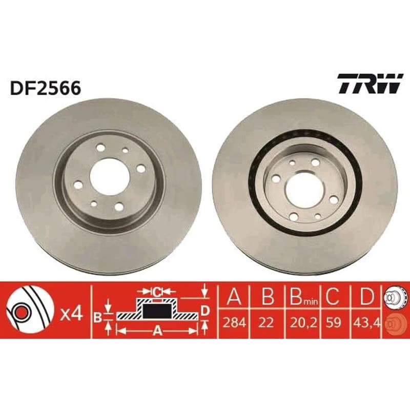 TRW Stabdžių diskas DF2566