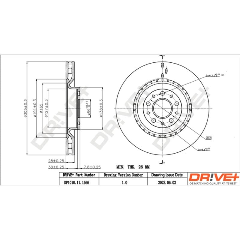 DRVE DP1010.11.1566 stabdžių diskas