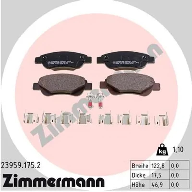 ZIMMERMANN stabdžių trinkelių rinkinys, diskinis stabdys 23959.175.2