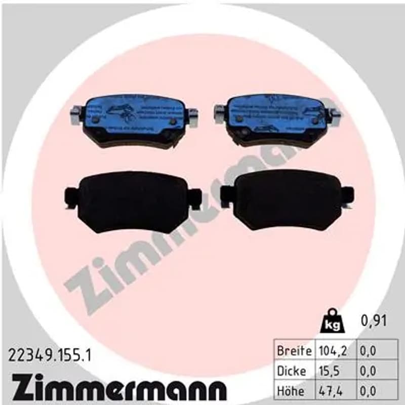 ZIMMERMANN stabdžių trinkelių rinkinys, diskinis stabdys 22349.155.1