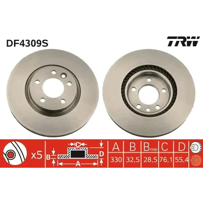 TRW priekinių stabdžių diskas DF4309S