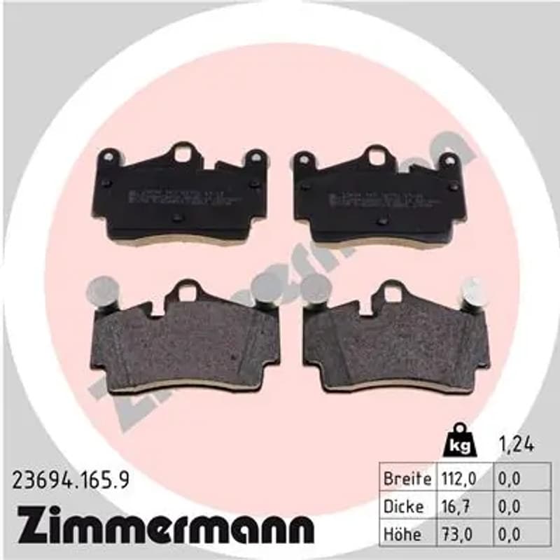 ZIMMERMANN stabdžių trinkelių rinkinys, diskinis stabdys 23694.165.9