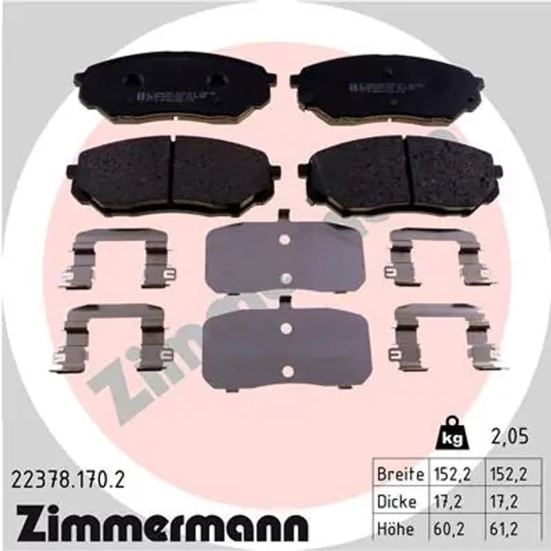 ZIMMERMANN stabdžių trinkelių rinkinys, diskinis stabdys 22378.170.2