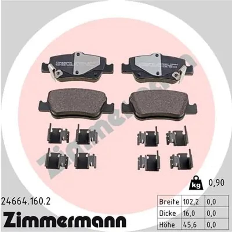 ZIMMERMANN stabdžių trinkelių rinkinys, diskinis stabdys 24664.160.2