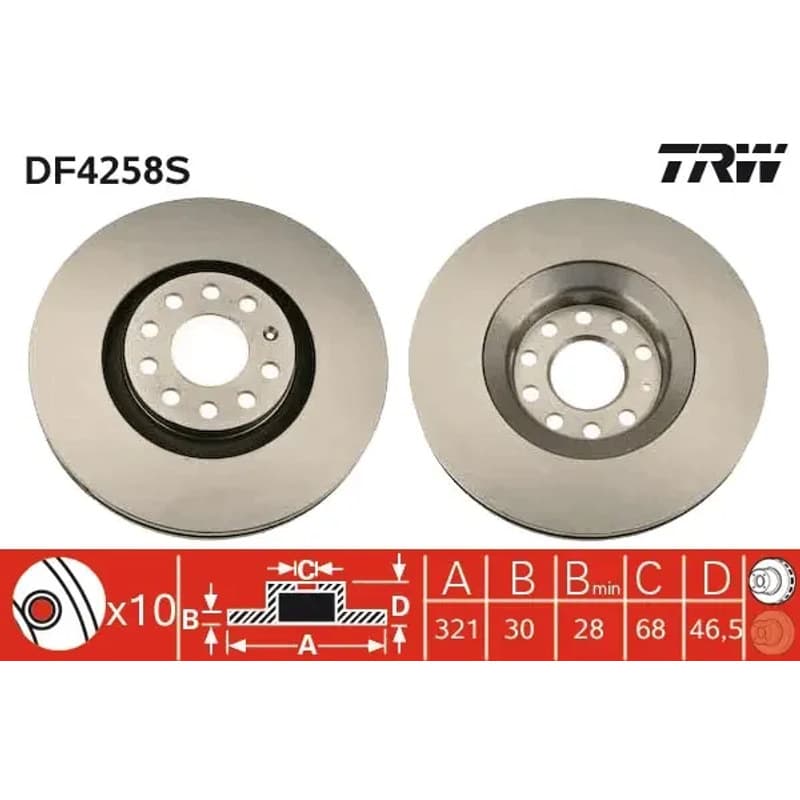TRW stabdžių diskas DF4258S