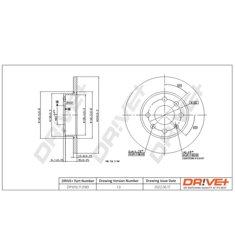 DRVE DP1010.11.0189 stabdžių diskas