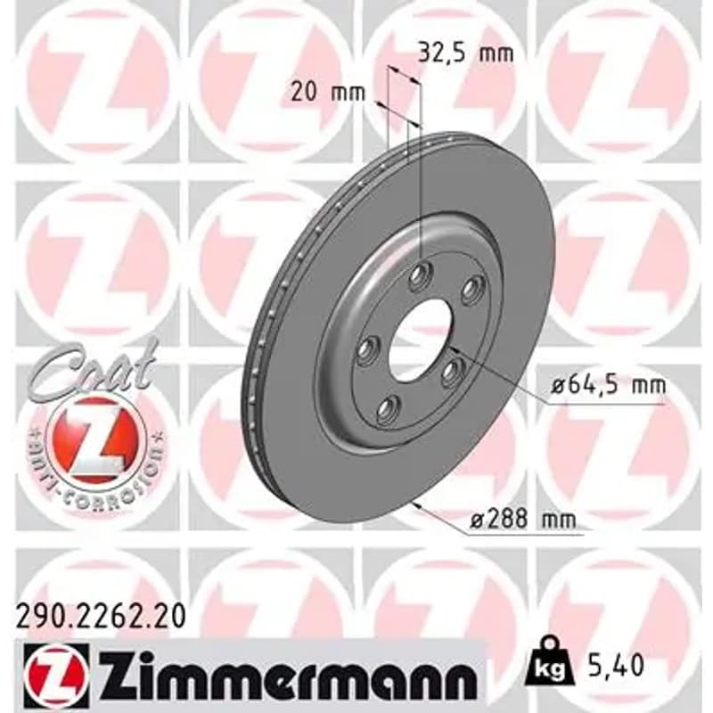 ZIMMERMANN stabdžių diskas 290.2262.20