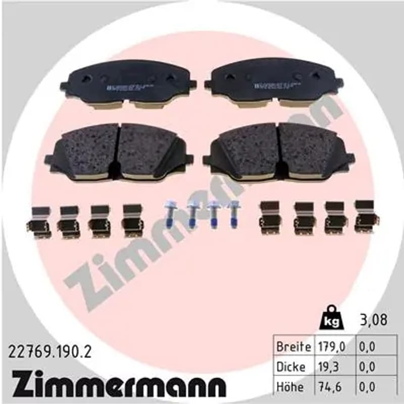 ZIMMERMANN stabdžių trinkelių rinkinys, diskinis stabdys 22769.190.2