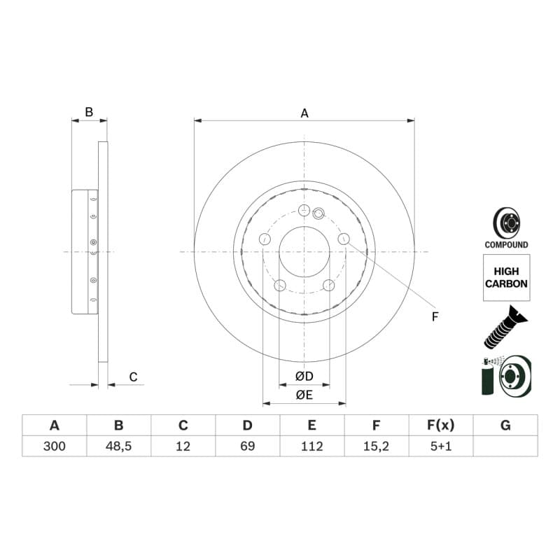 BOSCH 0 986 479 H49 stabdžių diskas