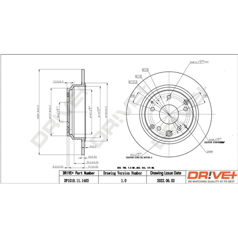 DRVE stabdžių diskas DP1010.11.1403