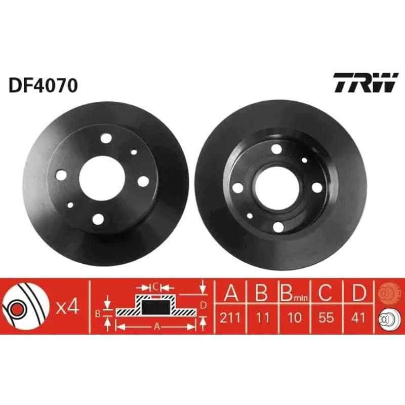 TRW stabdžių diskas DF4070