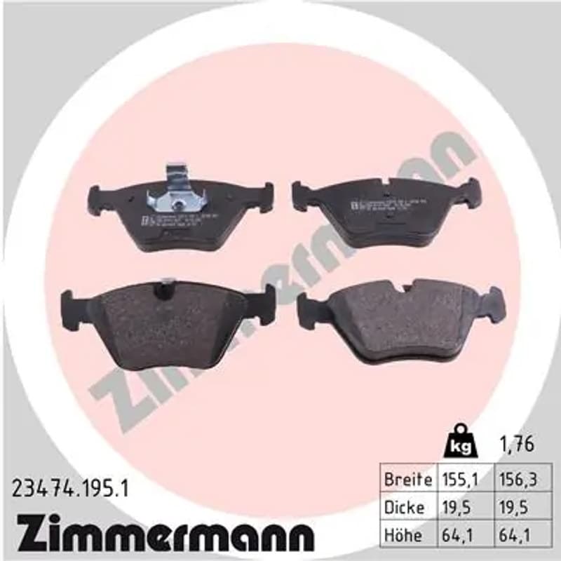 ZIMMERMANN stabdžių trinkelių rinkinys, diskinis stabdys 23474.195.1