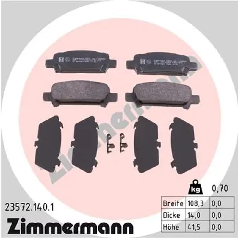 ZIMMERMANN stabdžių trinkelių rinkinys, diskinis stabdys 23572.140.1