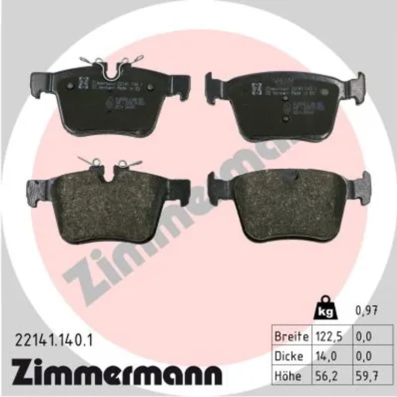 ZIMMERMANN stabdžių trinkelių rinkinys, diskinis stabdys 22141.140.1