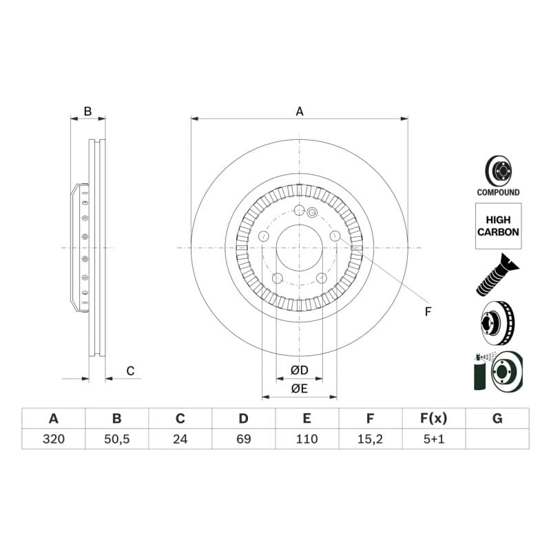 BOSCH 0 986 479 H39 stabdžių diskas