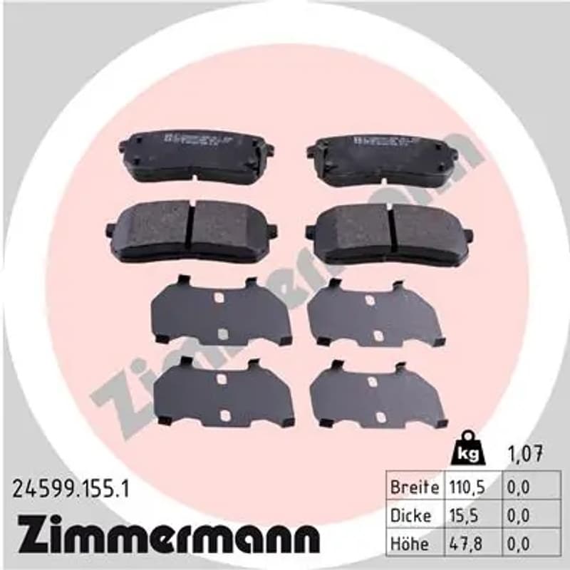ZIMMERMANN stabdžių trinkelių rinkinys, diskinis stabdys 24599.155.1