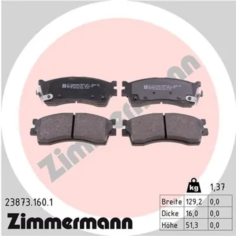 ZIMMERMANN stabdžių trinkelių rinkinys, diskinis stabdys 23873.160.1