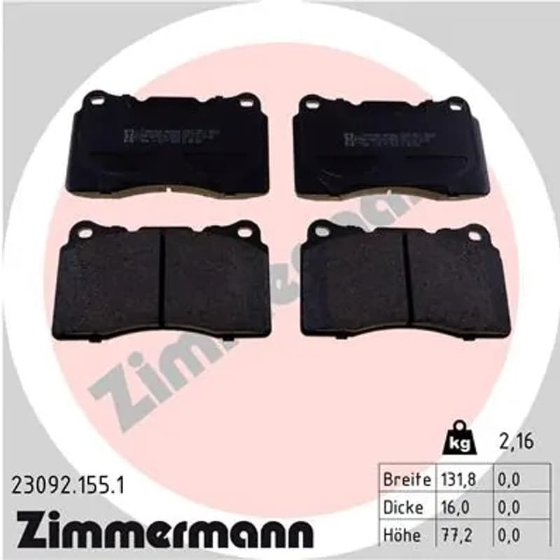 ZIMMERMANN stabdžių trinkelių rinkinys, diskinis stabdys 23092.155.1