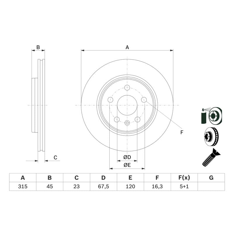 BOSCH 0 986 479 F53 stabdžių diskas