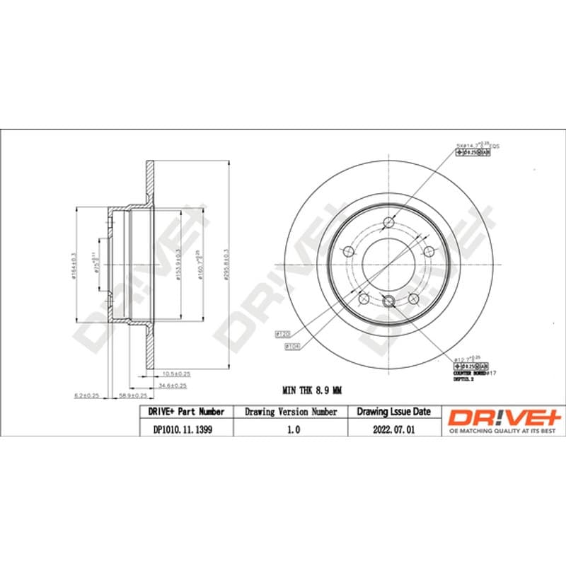 DRVE DP1010.11.1399 stabdžių diskas