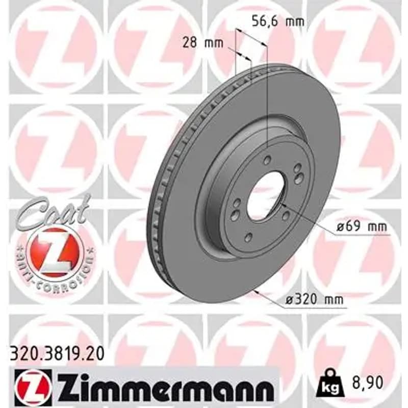 ZIMMERMANN stabdžių diskas 320.3819.20