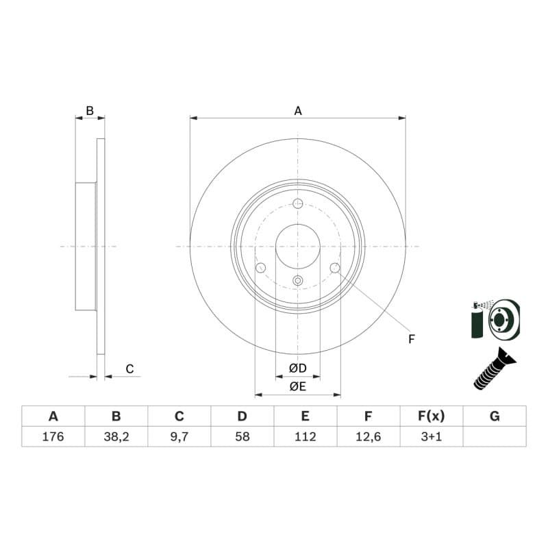 BOSCH 0 986 479 E74 stabdžių diskas
