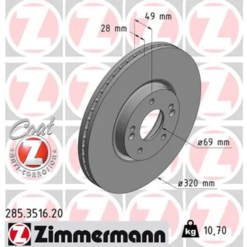 ZIMMERMANN stabdžių diskas 285.3516.20