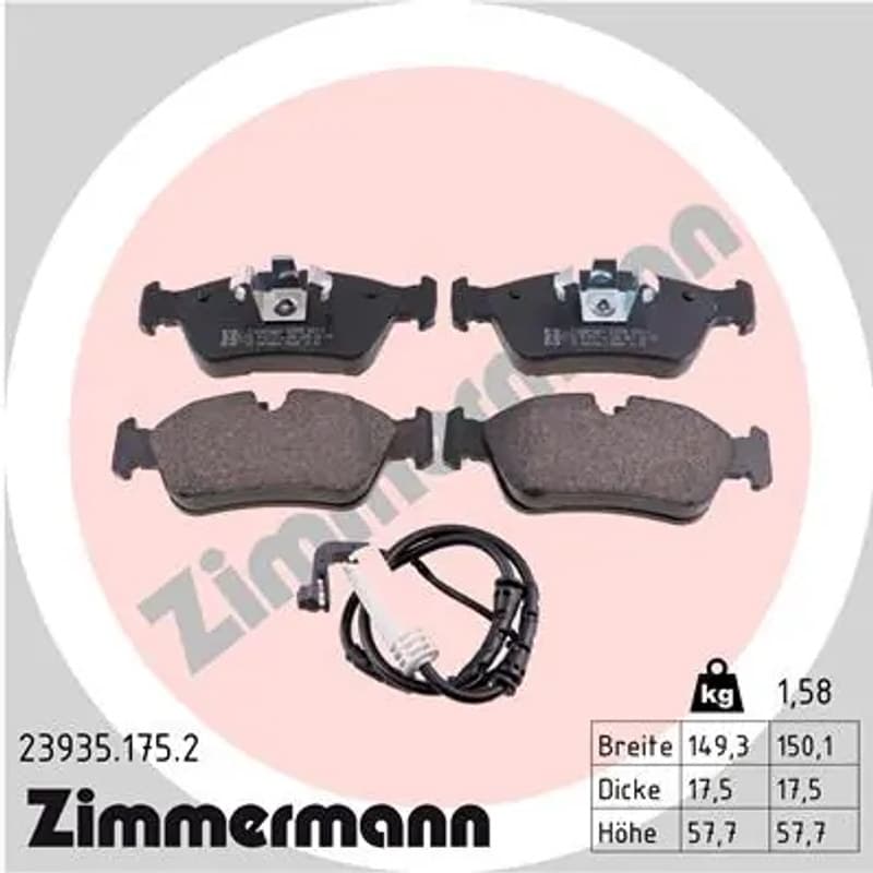 ZIMMERMANN stabdžių trinkelių rinkinys, diskinis stabdys 23935.175.2