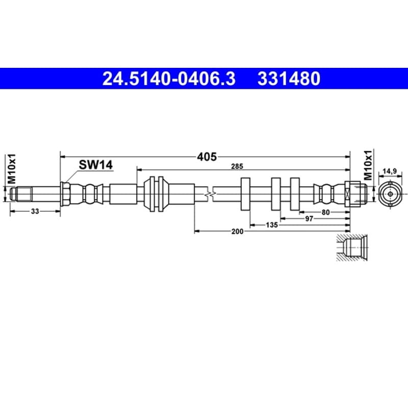ATE stabdžių žarnelė 24.5140-0406.3