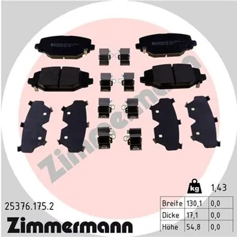 ZIMMERMANN stabdžių trinkelių rinkinys, diskinis stabdys 25376.175.2