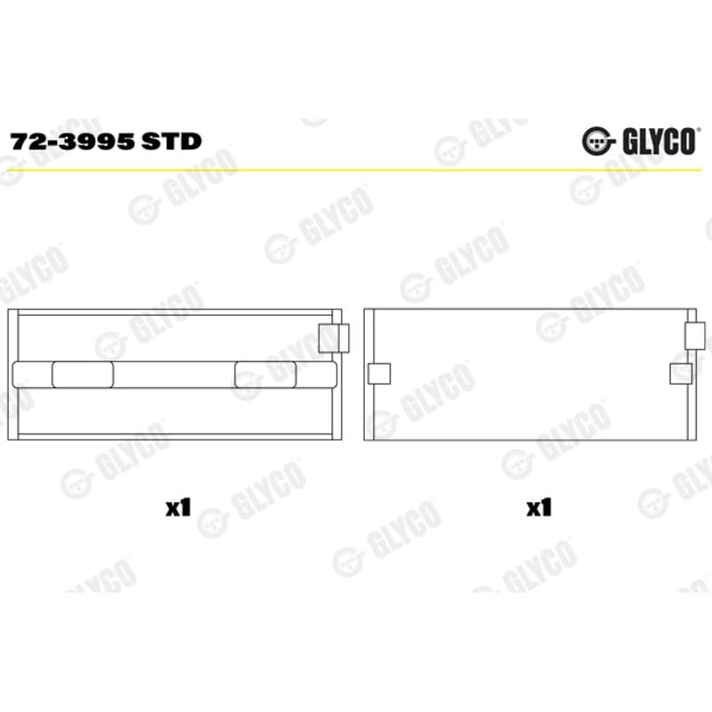 GLYCO pagrindiniai guoliai, alkūninis velenas 72-3995 STD
